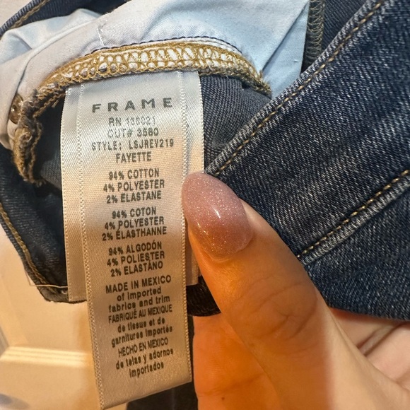 FRAME Le Skinny de Jeanne Fayette Mid-Rise Stretch Jeans Women’s Size 26 Raw Hem - Picture 10 of 10